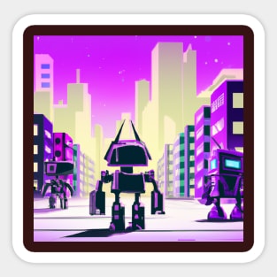 Synthwave city of the future Sticker